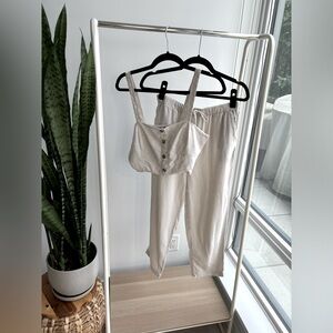 FOREVER 21 |  Coastal Linen Blend Coordinating Set Crop Top and Pants M